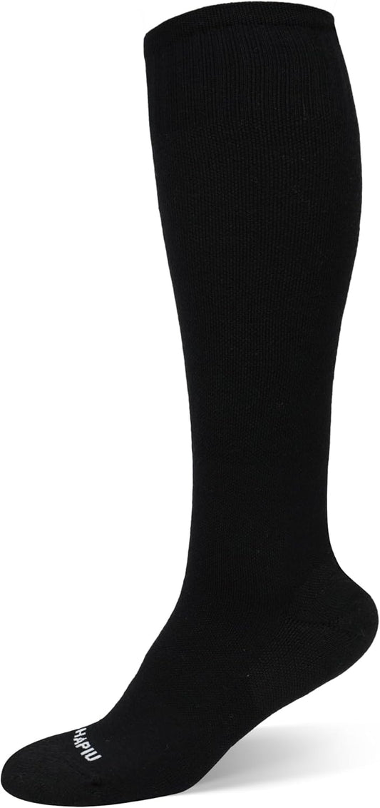 HAPIU Merino Wool Soft Compression Socks for Women & Men, 15-20 mmHg, Plus Size Knee High Stocking for Nurses, Pregnancy, Travel, Flight, Medias de Compresión Mujer