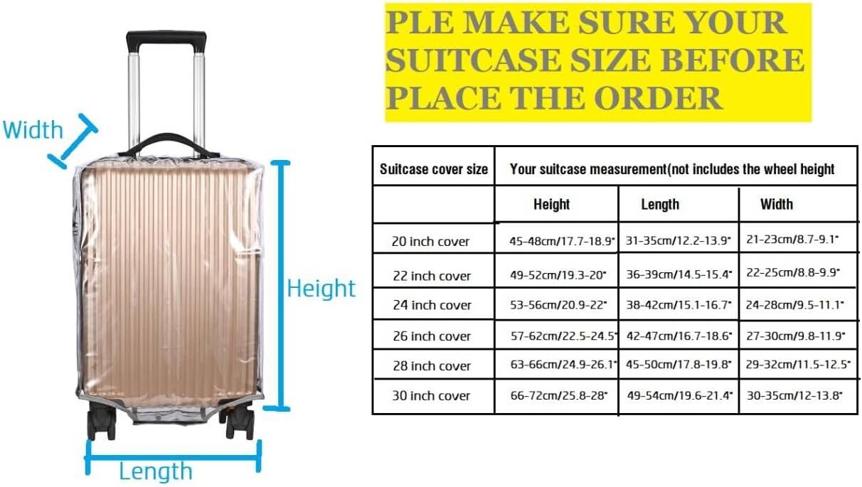 FABWAY Clear PVC Suitcase Cover - Thicken Wheeled Cover, Transparent, Waterproof & Dustproof - 28"