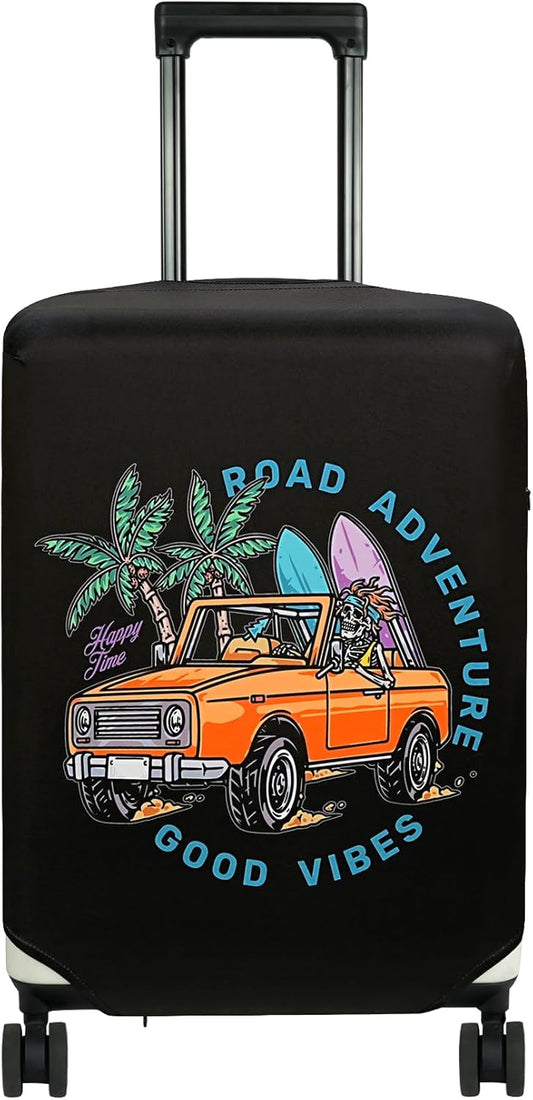 HYPER VENTURE Washable Luggage Cover - Fashion Suitcase Protector Fits 31-32 Inch Luggage (Road Adventure, XL)