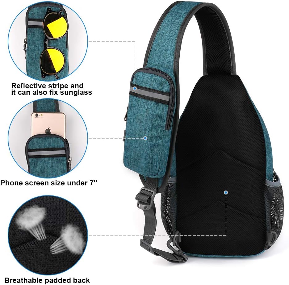 WATERFLY Crossbody Sling Backpack Sling Bag Travel Hiking Chest Bag Daypack