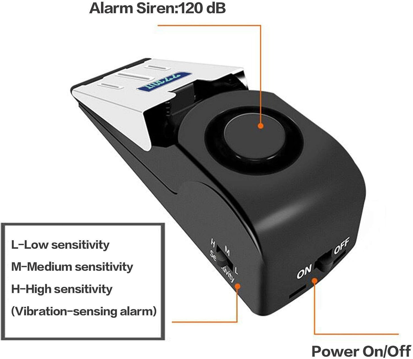 ZZRUI Door Stop Alarm with 120dB Siren, 4 Pack Portable Security Door Stopper Wedge Alarm for Travel, Home, Apartment, Dorm, Hotel, Entry Alert Safety Device for Women & Kids