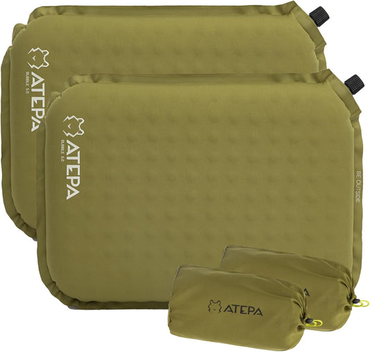 ATEPA Inflatable Stadium Seat Cushion, Self-Inflating Memory Foam Stadium Seats Bleacher Seat Chair Cushion Pad for Airplane Travel Backpacking Sports Events