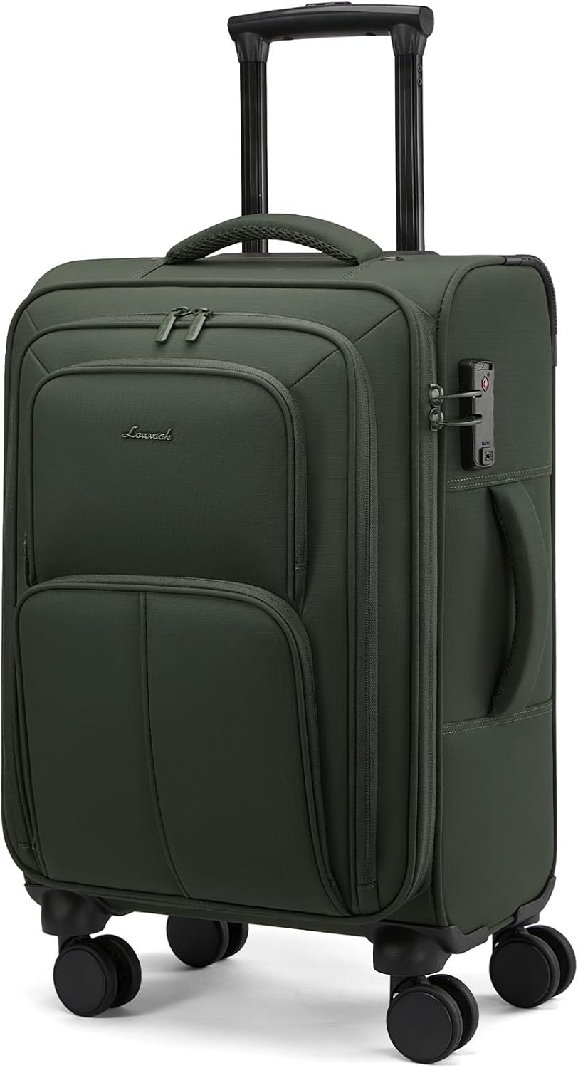 LOVEVOOK Carry On Luggage 22x14x9 Airline Approved, 22 Inch Softside Suitcases with Spinner Wheels, Lightweight Carry-on Suitcase with TSA Lock for Women Men, Large Luggage for Travel Business Trip