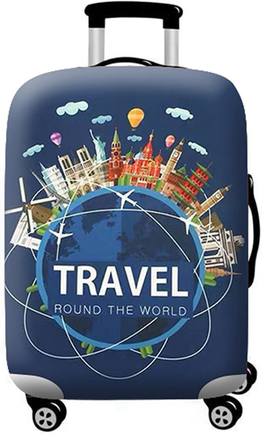 WUJIAONIAO Travel Luggage Cover Baggage Suitcase Cover Protector Skins 18-32 Inch (A9 TRAVEL, M (for 22-24 inch luggage))