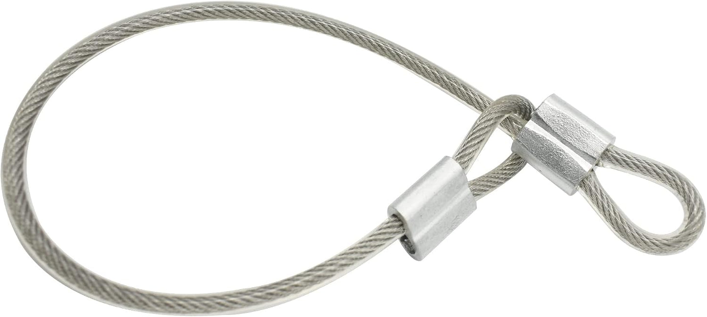 5 Pcs 4mm Wire 24 inch Vinyl Coated Stainless Steel Cable with Loops Short Wire Rope Lanyard Lock Security Chain Link for Outdoor Gates, Clear(4mm x 24inch)