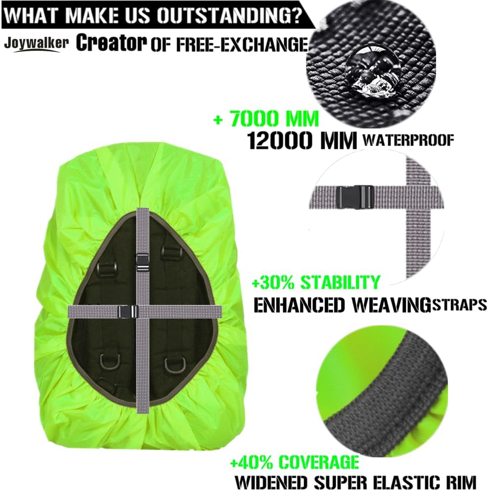Joy Walker Waterproof Backpack Rain Cover, 12000mm Ultra-Waterproof, Upgraded Ultra-Strong Multilayers, Antislip Buckle Strap