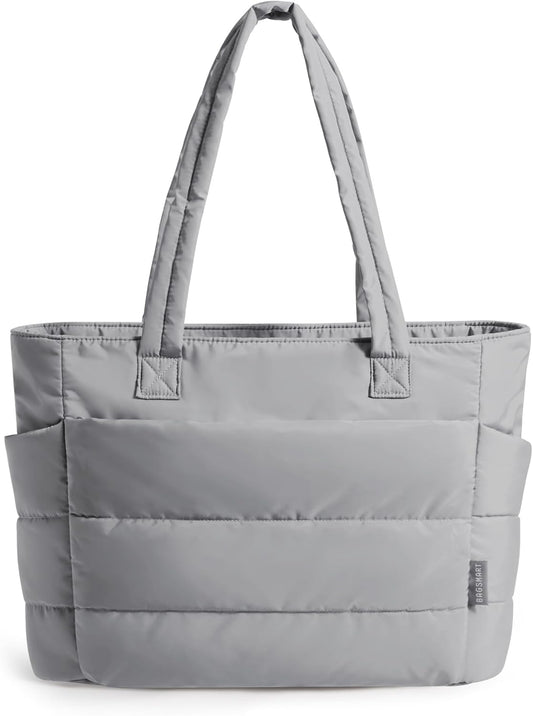 BAGSMART Tote Bag for Women, Lightweight Puffy Tote Bag with Compartments Shoulder Bag Handbag for Travel, Work, Gym,