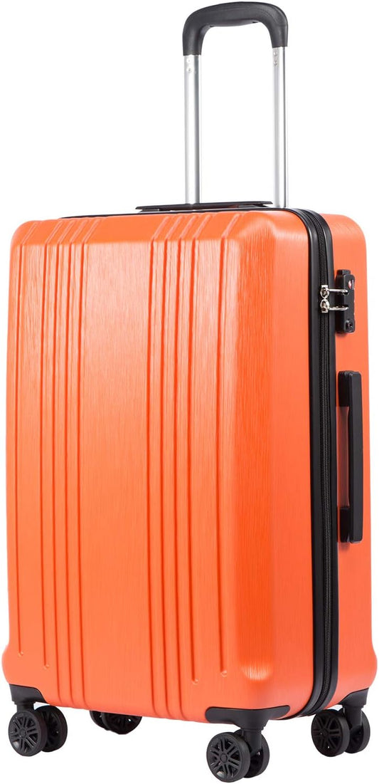 Coolife Luggage Suitcase PC+ABS with TSA Lock Spinner Carry on Hardshell Lightweight 20in 24in 28in(orange, S(20in_carry on))