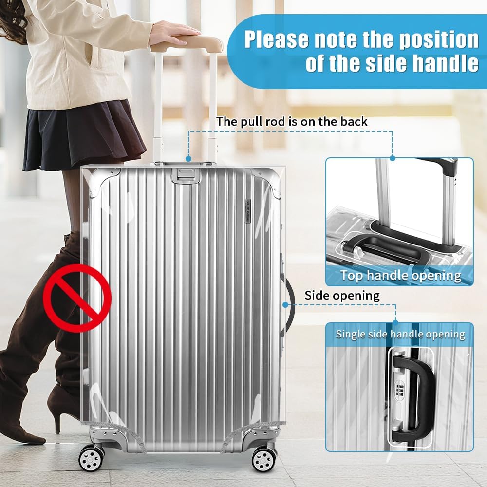 Yotako Clear PVC Suitcase Cover Tough Protector, 20 Inch Luggage Covers for Wheeled Suitcase 20"