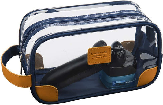 Lermende Toiletry Bag, Clear Shaving Dopp Kit for Men Travel Toiletry Bag with Hand Strap Unisex Bathroom Toiletries Organiser