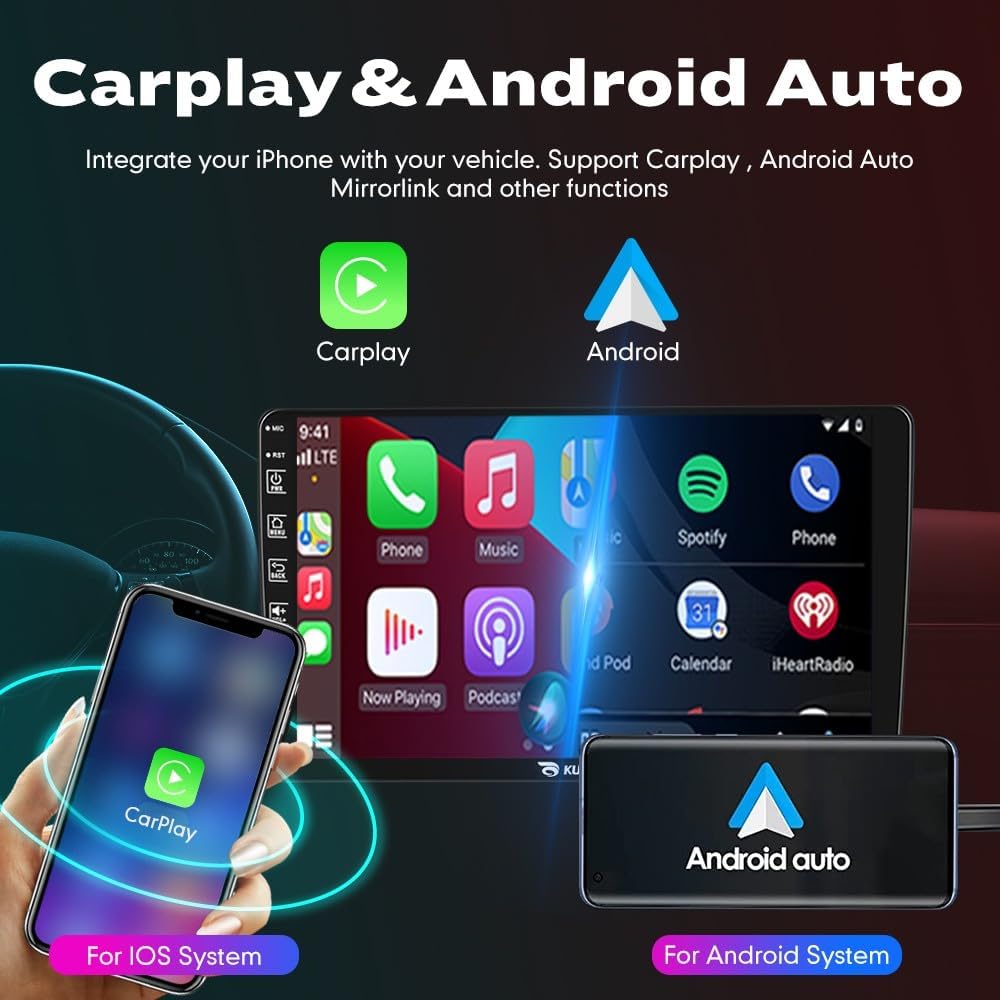 Kunfine Car CarPlay Android Auto Navigation Stereo GPS Radio Reverse Camera Display 9" IPS Touchscreen Headunit Tablet Pad Media Player for Subaru Forester 2007-2013, if Applicable Octa Core 6G+128G