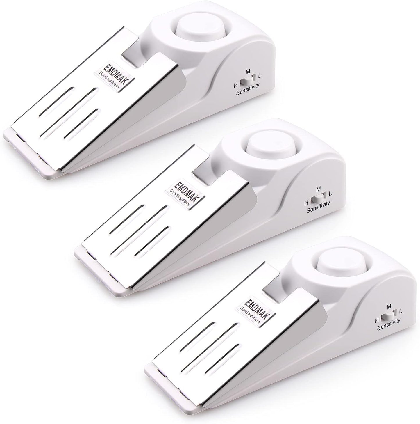 EMDMAK Door Stop Alarm with 120DB Siren Door Stop for Home & Travel (White) (Pack of 3)