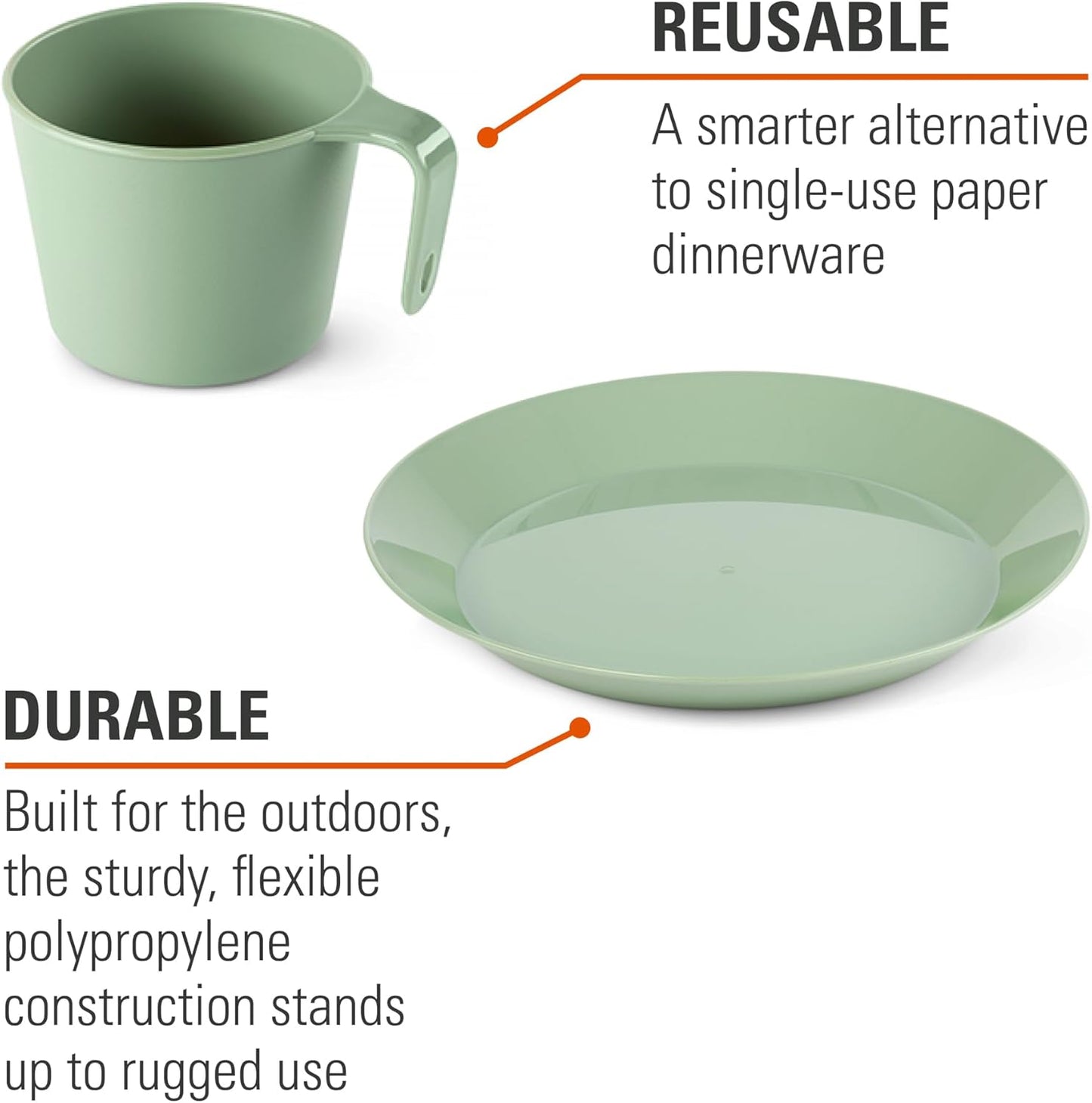 GSI Outdoors Cascadian 1 Person Table Set I 6-Piece Camping, Backpacking Mess Kit, Plastic BPA Free, Plate, Bowl, Mug, Cup & Cutlery Set