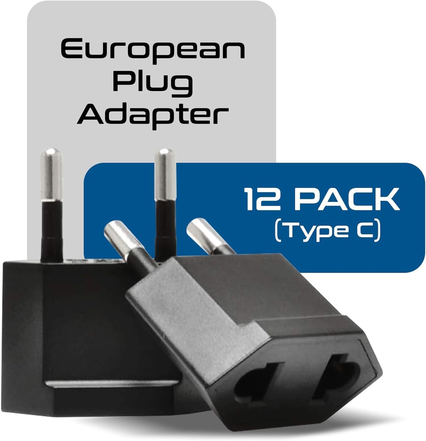 Ceptics USA, Canada to European Plug Adapter - Type C Adapter compatible in Europe, Canada to European travel plug adapter Ideal for Phones, Camera & More - CE Certified - RoHS Compliant - 12 Pack