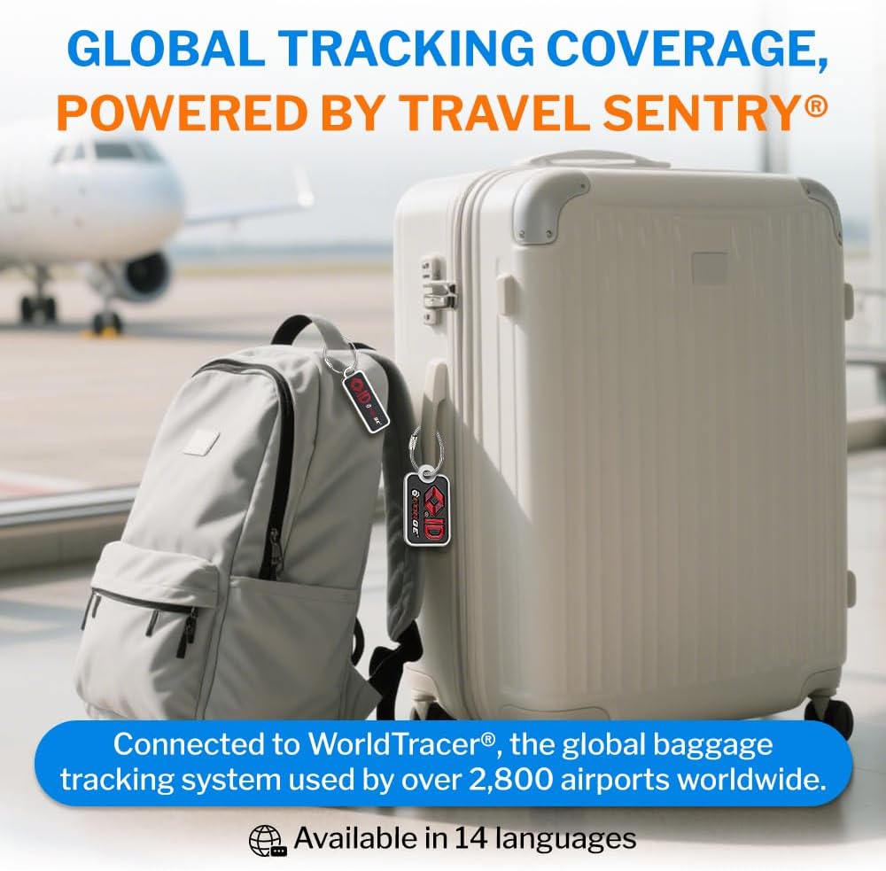 Forge Lost and Found Luggage Tags, Global Luggage Tracking Tag, WorldTracer Compatible, Travel Sentry Powered Baggage ID System for Luggage, Bags, Suitcases, and More (Black 2 Medium 2 Small)