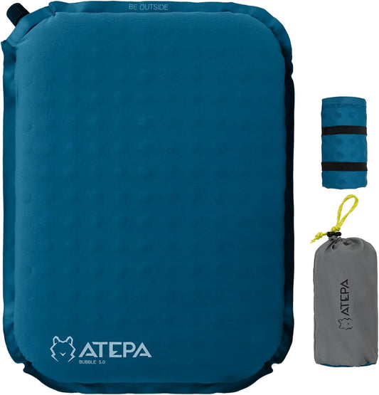 ATEPA Inflatable Stadium Seat Cushion, Self-Inflating Memory Foam Stadium Seats Bleacher Seat Chair Cushion Pad for Airplane Travel Backpacking Sports Events