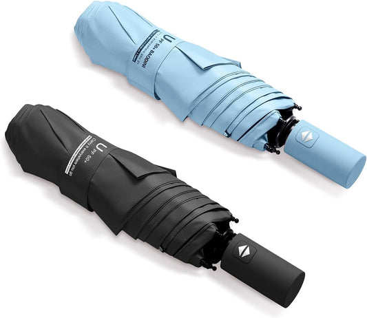 BAODINI Small UV Protection Travel Umbrella Compact for Rain and Sun UPF 50+ 41 inch Portable Umbrella for Women and Men