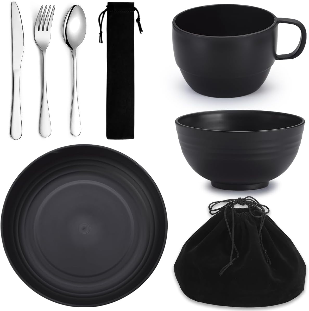 Berglander Camping Mess Kits, Silverware Set Spoons Forks Knives, Camping Essentials Gear, Accessories for Travel, Picnic, Outdoor, Easy to Carry and Clean