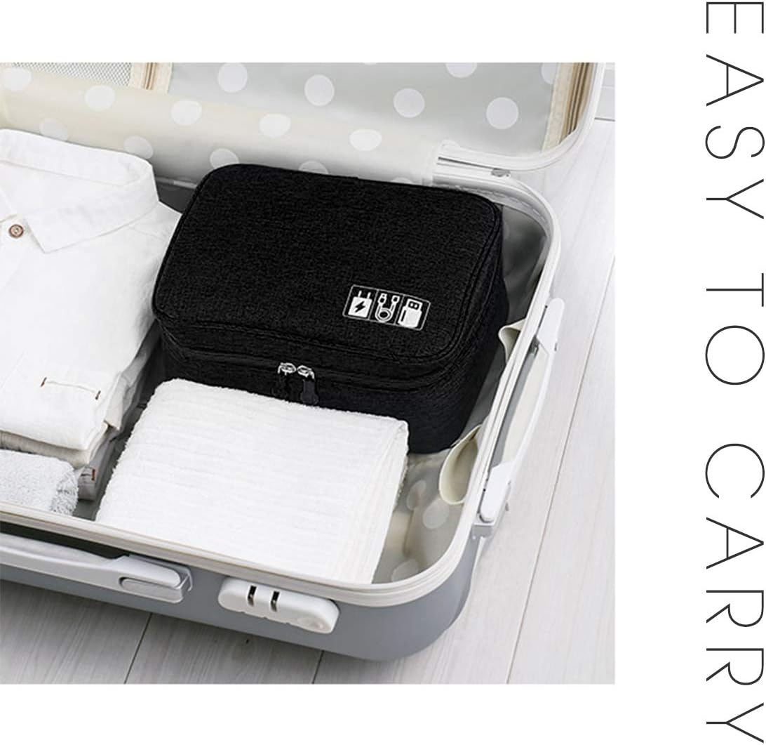 Electronics Organizer, OrgaWise Electronic Accessories Bag Travel Cable Organizer Three-Layer for iPad Mini, Kindle, Hard Drives, Cables, Chargers