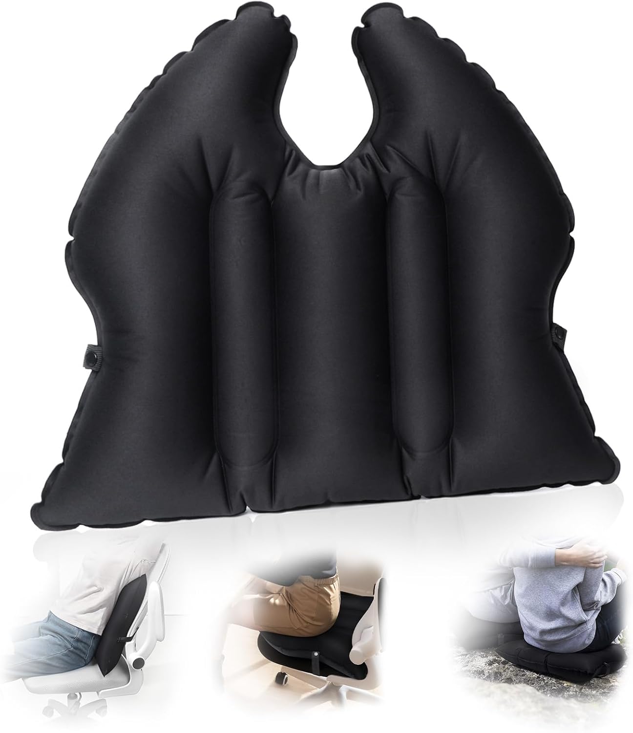 DAWNTREES Inflatable Seat Cushion, Lightweight, Waterproof, Suitable for Office/Home Chair Pad Support and Convenient Seat Cushion for Travel,Car,Outdoor Stadium and Camping,Black