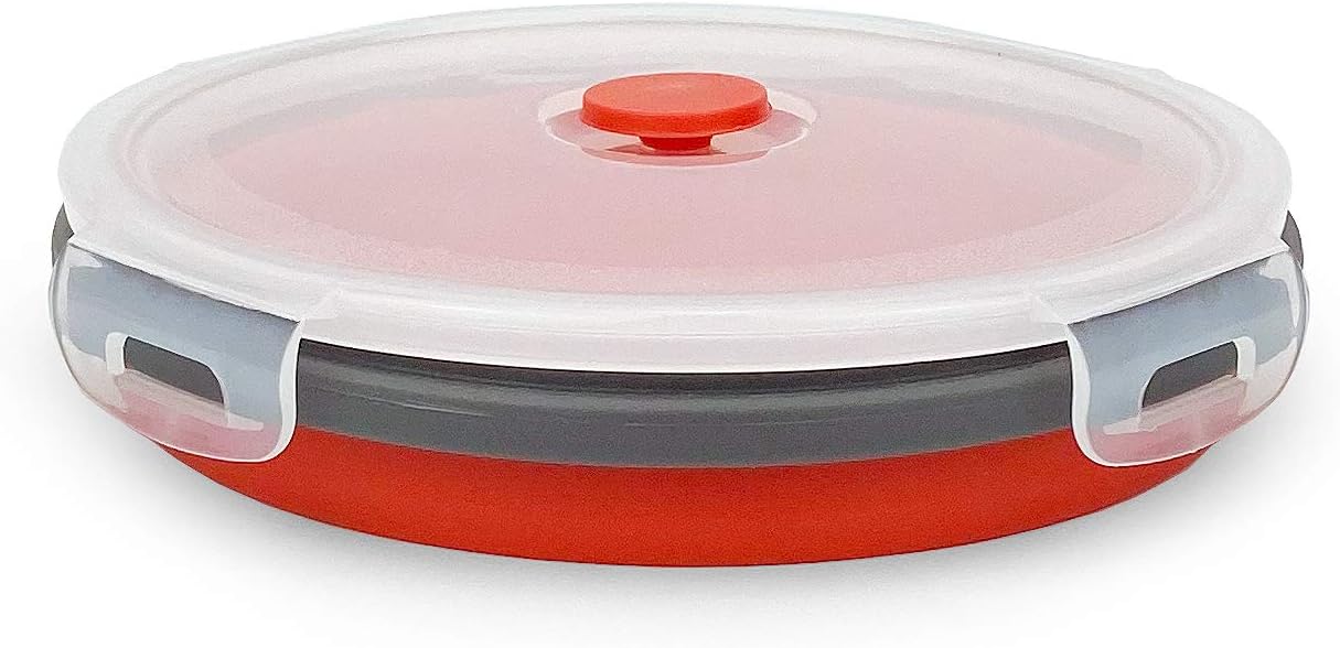 CARTINTS 1200ml Large Collapsible Meal Prep Containers, Reusable Silicone Food Storage Containers, Stackable Fridge Storage Containers, With Leakproof Lids, Microwave and Freezer Safe, Red