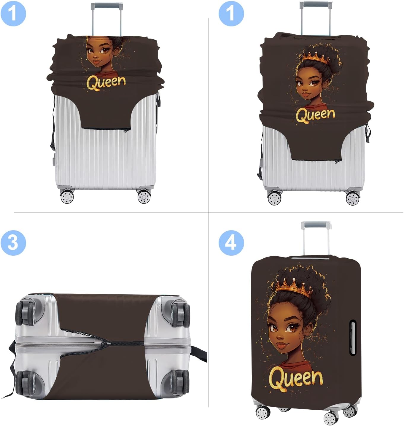 Luggage Cover Washable Suitcase Protector Anti-scratch Suitcase cover Fits 20-34 Inch Luggage (Girl-5, XL(32-34inch suitcase))