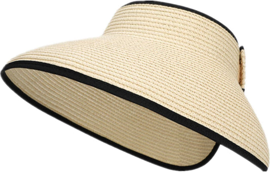 Womens Sun Visor Hat Straw Sun Visors for Women Summer Packable Ponytail Beach Hats for Women Travel