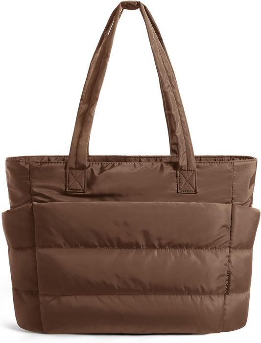 BAGSMART Tote Bag for Women, Lightweight Puffy Tote Bag with Compartments Shoulder Bag Handbag for Travel, Work, Gym,