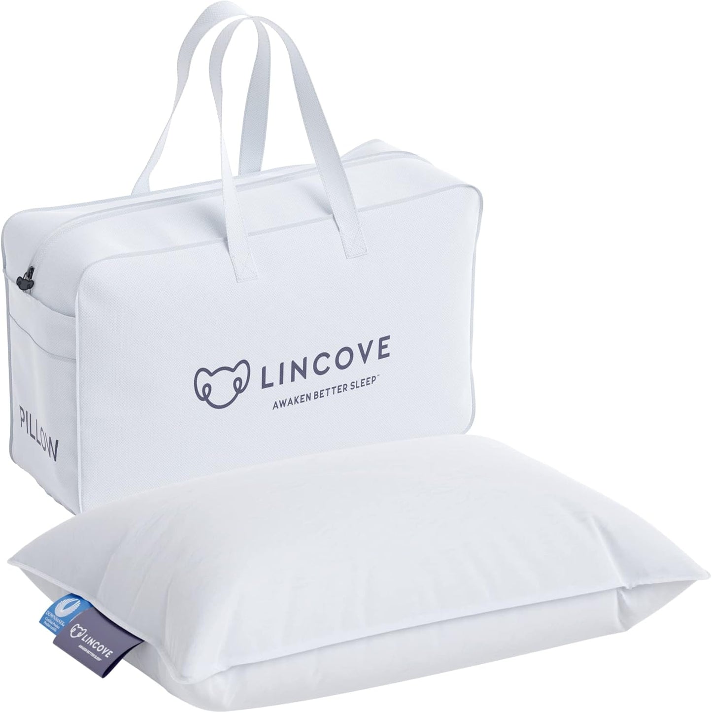 Lincove Canadian Down Toddler Pillow for Sleeping - Perfect for Kids Travel Pillow, Nap Time, Toddler Cot, Crib, Bed - 800 Fill Power, 100% Cotton Shell, 400 Thread Count (13 x 18)
