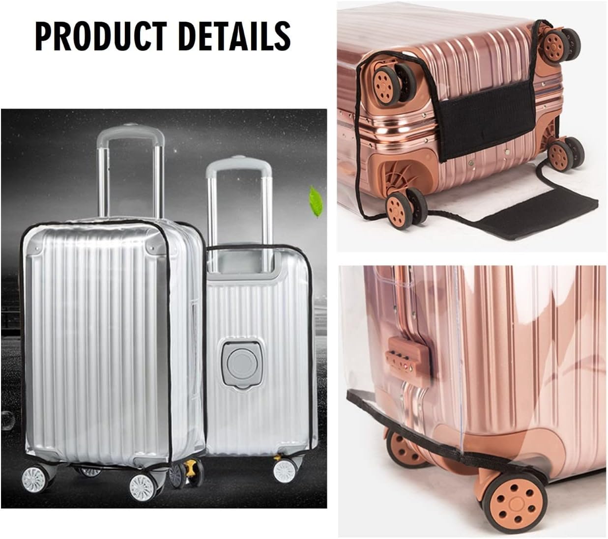 Clear PVC Luggage Cover Protectors - Transparent Waterproof Suitcase Sleeve for 20"+24"+28" Wheeled Suitcases (3PCS)