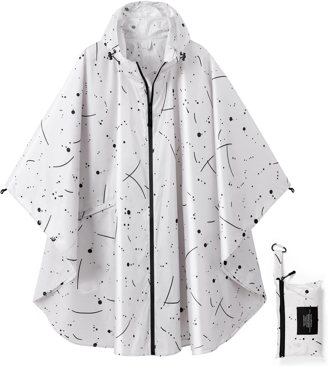 Rain Poncho Jacket Coat Hooded Zipper Style for Women/Men/Adult with Pocket