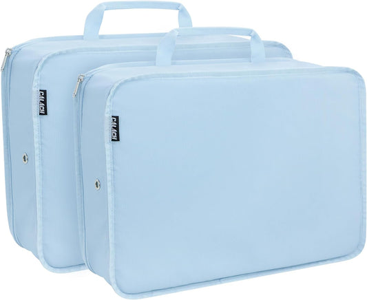 Compression Packing Cubes for Travel Essentials, 2 Pack Expandable Travel Cubes for Packing Bags Suitcase Organizer, Blue