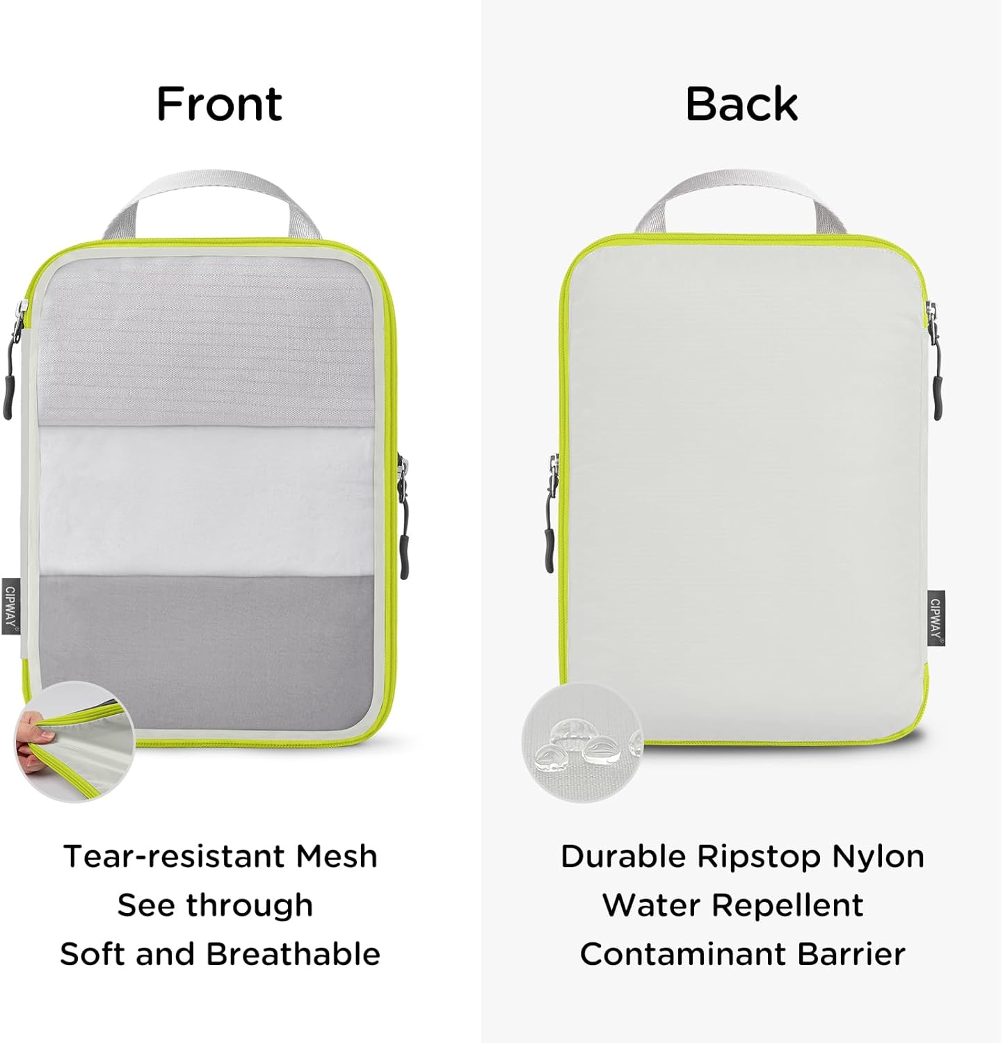 Cipway Compression Packing Cubes, See Through Mesh Luggage Organizer Bags, Travel Essentials for Carry on Suitcase with Laundry Bag and Clear Toiletries Bag（6 Pcs,White）