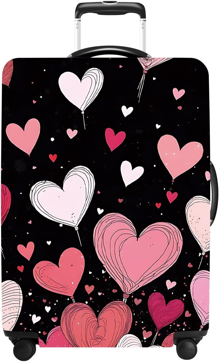 Luggage Cover Washable Suitcase Protector Anti-Scratch,Stretchable Fit for 20-34Inch Luggage Durable Travel Bag Cover with Zipper Closure (Heart-2, M(fits 24-26Inch suitcase))