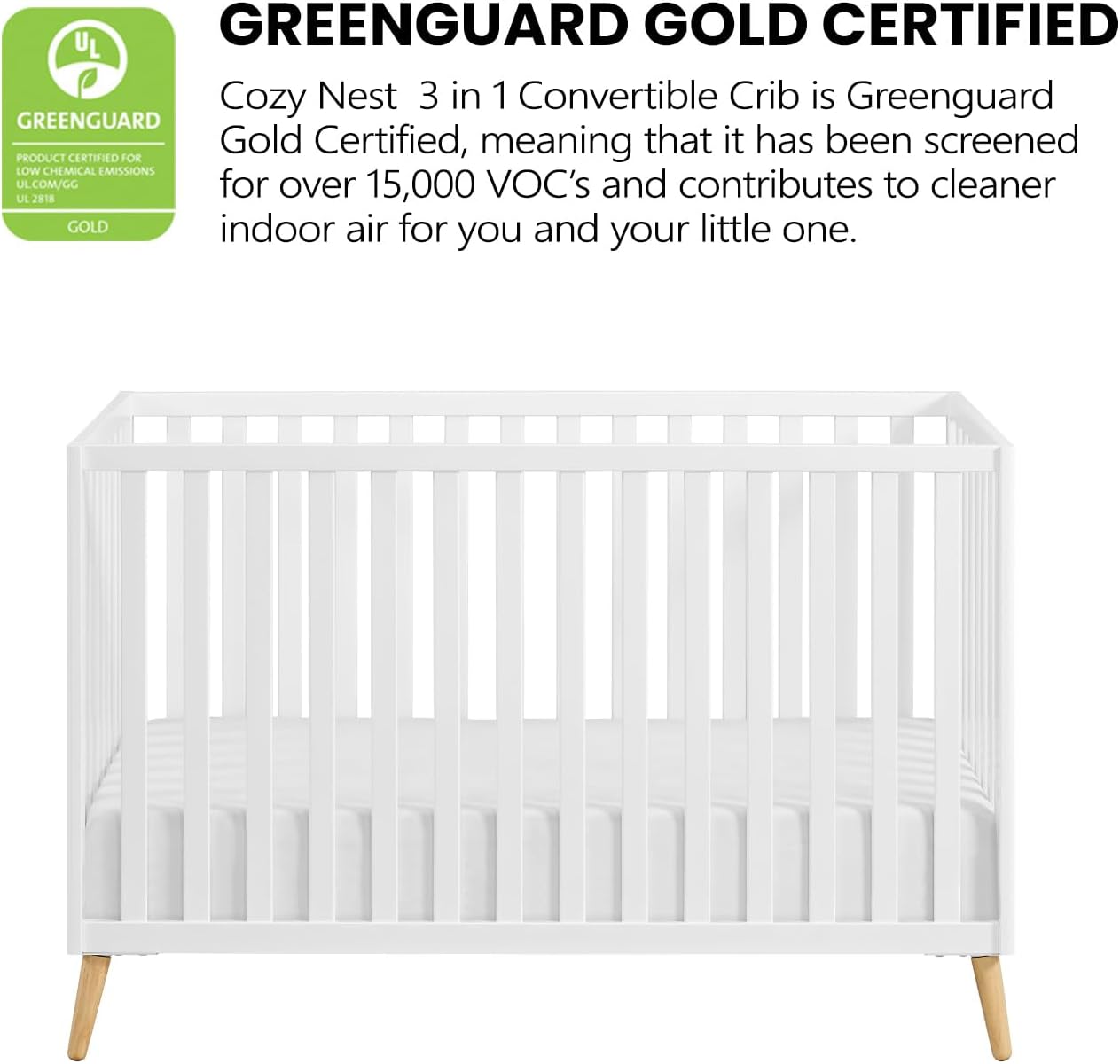 Oxford Baby Cozy Nest Convertible Island Crib, Snow White/Natural