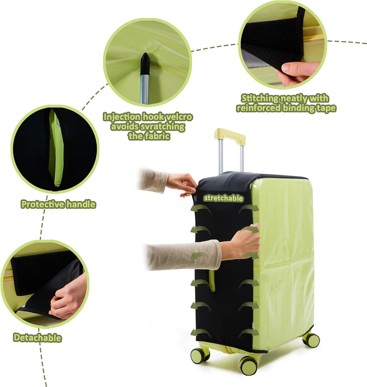 Clear Luggage Cover Protectors For Suitcases,Elastic Transparent waterproof PVC Suitcase Covers Protector Fit 20-30 Inch wheeled Luggage (22")
