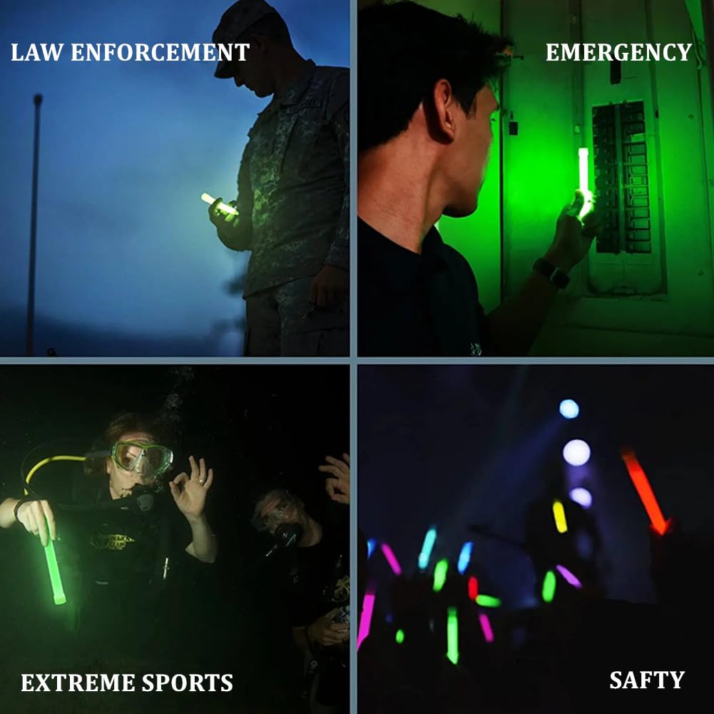 Glow Fever Emergency Safety Military Grade 6'' Lightsticks, Light Up Ultra Bright Glow Sticks with 8 Hours Duration. for Hiking Party Camping Blackouts Hurricane Shelter Survival Kit (Blue, 30PCS)
