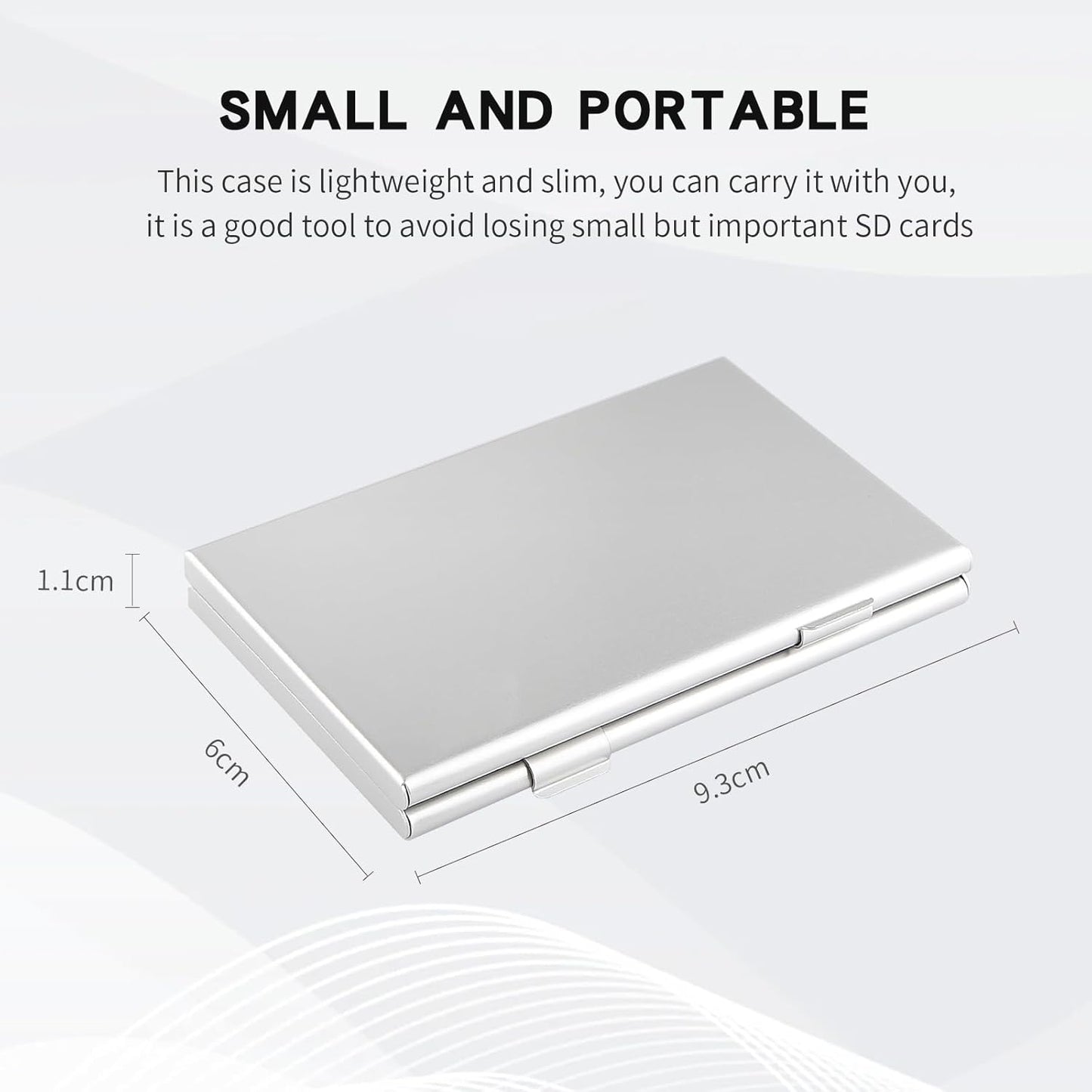 Aluminum SD Card Case, 21Slots Ultrathin SD Card Holder, Memory Card Storage Holder, Fit for 3 SD Card, 18 Micro SD Card, Silver
