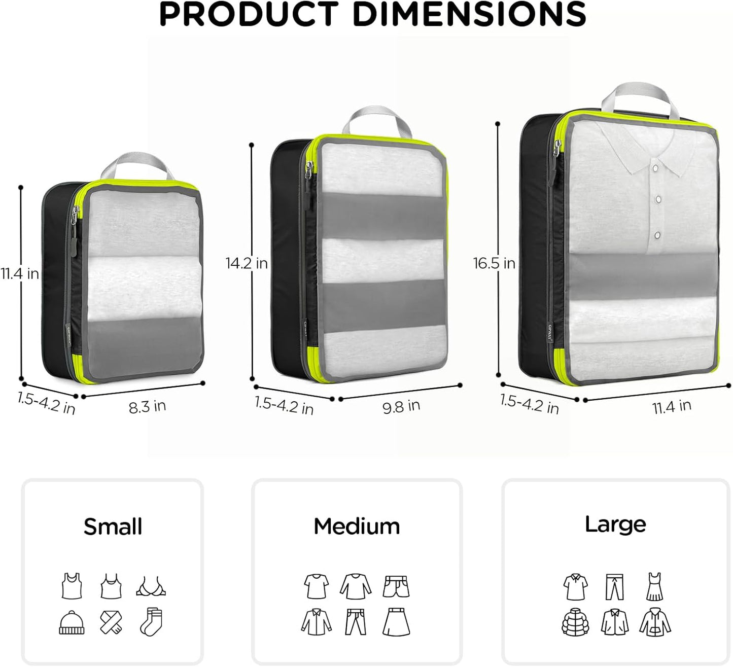 Cipway Mesh Compression Packing Cubes, Ultralight See Through Luggage Organizer Bags, Travel Essentials for Carry on Suitcase （3Pcs,Black）