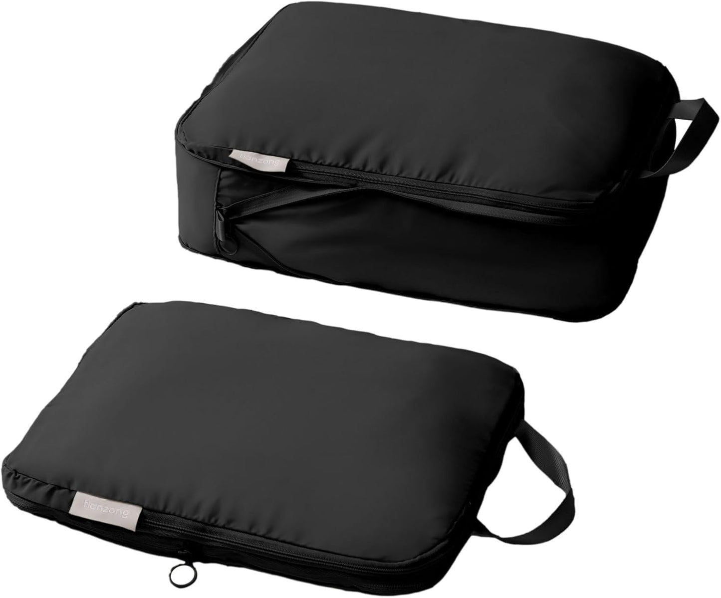 tianzong Compression Packing Cubes for Suitcases, Luggage Organizer Bags Set for Travel (Black, 2 Pack Medium)