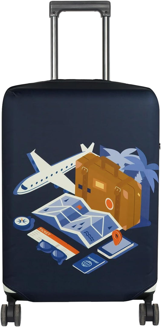 HYPER VENTURE Washable Luggage Cover - Fashion Suitcase Protector Fits 27-30 Inch Luggage (Journey, L)