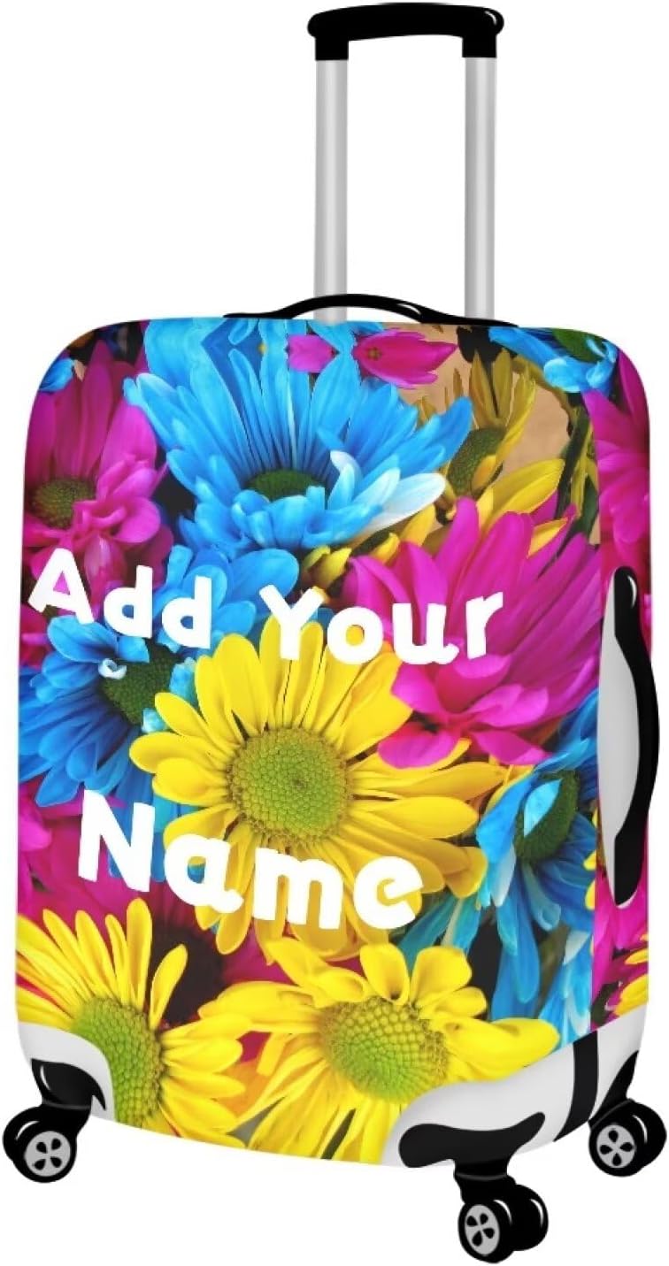 Customized Luggage Cover for Suitcase Personalized Name Suitcase Cover Fit 18-21 Inch Flower Luggage Covers Zip Closure Suitcase Cover Protector for Travel Business Anti-Scratch Baggage Cover