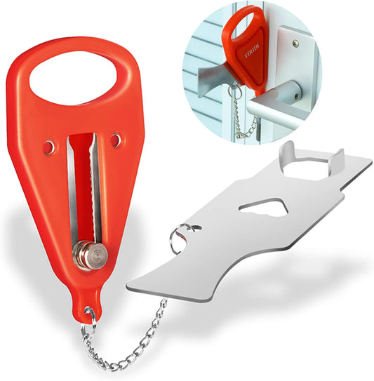 Home Security Door Lock, VIRIDI Portable Travel Doorlocks for Airbnb Hotel Room Bedroom Add Extra Safety Privacy Solid Removable No Drill Door Jammer Latch for House Apartment School Selfdefense Item
