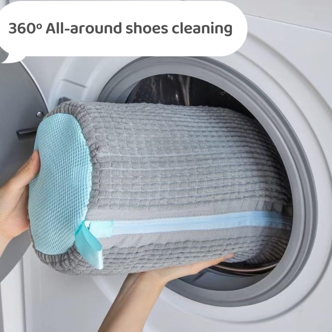 2 Pcs Shoe Washing Machine Bag Reusable Laundry Shoe Bag for Washer and Dryer Durable Shoe Bags for Traveling Tennis Sneaker Shoe Washing Bag ，Grey 2PCS