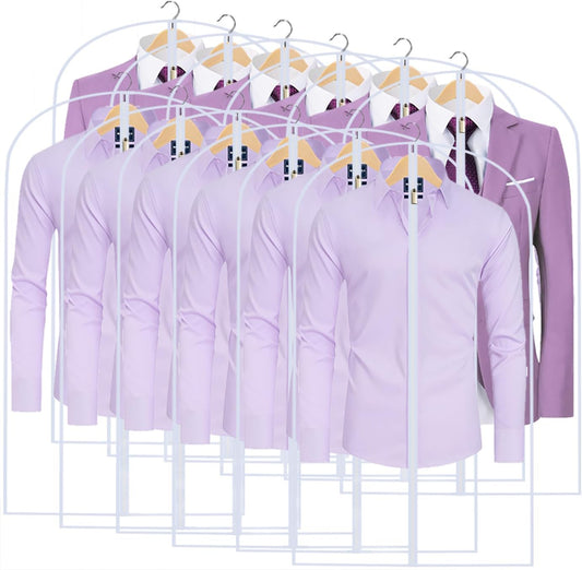 Garment Bags for Hanging Clothes 24'' x 40'' (Set of 12) Coat Covers for Closet Foldable Washable Dress Bags for Hanging Clothes for Long Dress Dance Costumes Suits Gowns Coats