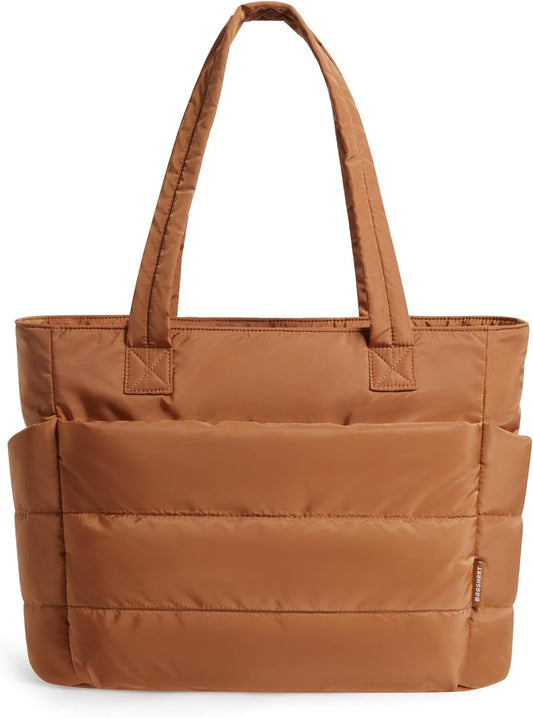BAGSMART Tote Bag for Women, Lightweight Puffy Tote Bag with Compartments Shoulder Bag Handbag for Travel, Work, Gym,