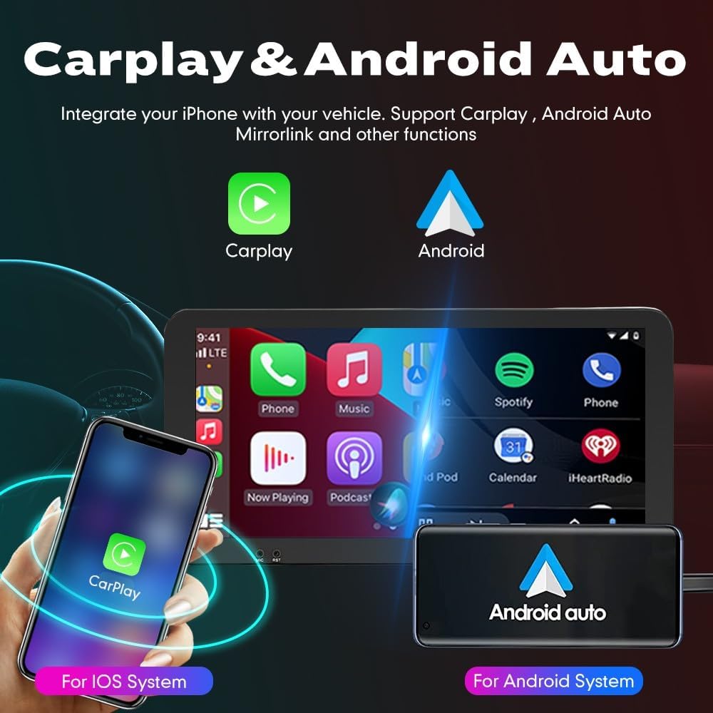 Kunfine CarPlay Android Auto Navigation Stereo GPS Radio Reverse Camera Display 10.33" QLED Touchscreen Headunit Tablet Pad Media Player for Subaru Forester 2007-2013, if Applicable Octa Core 2G+32G