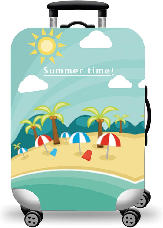 WUJIAONIAO Travel Luggage Cover Baggage Suitcase Cover Protector Skins 18-32 Inch (Beach, L (for 25-28 inch luggage))