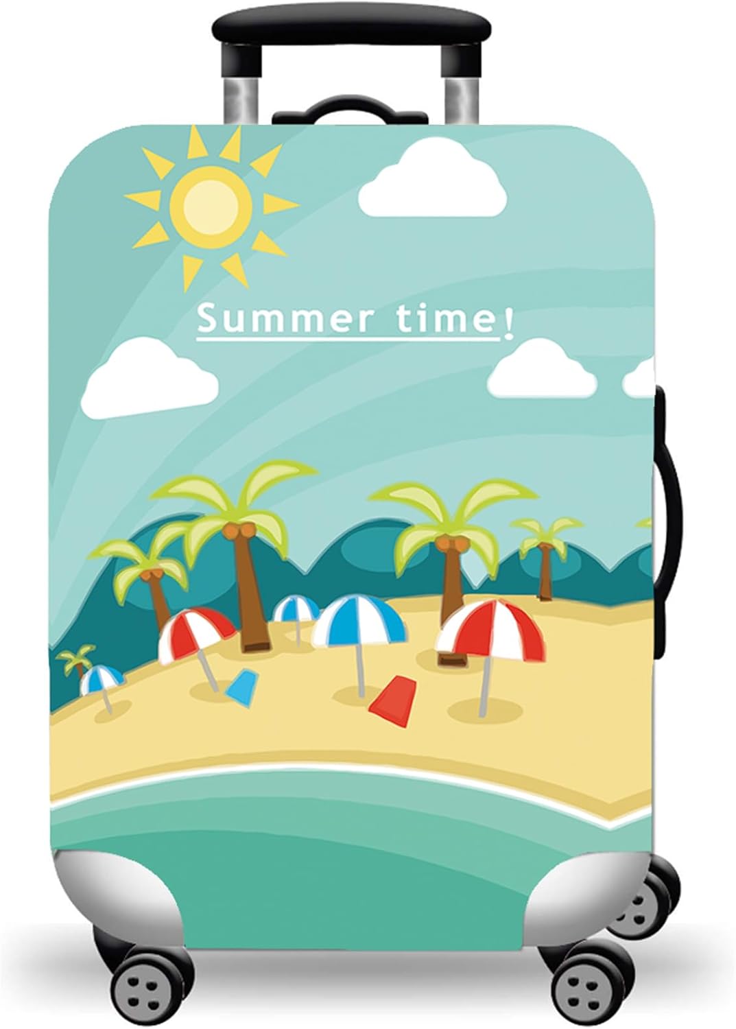 WUJIAONIAO Travel Luggage Cover Baggage Suitcase Cover Protector Skins 18-32 Inch (Beach, S (for 18-20 inch luggage))