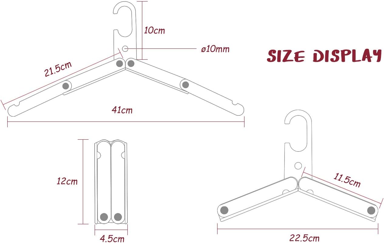 Hikeman Travel Hangers Metal Heavy Duty Folding Hangers for Wet Clothes Portable Space Saving Travel Accessories for Camping Cruise Hotel (3, Orange)
